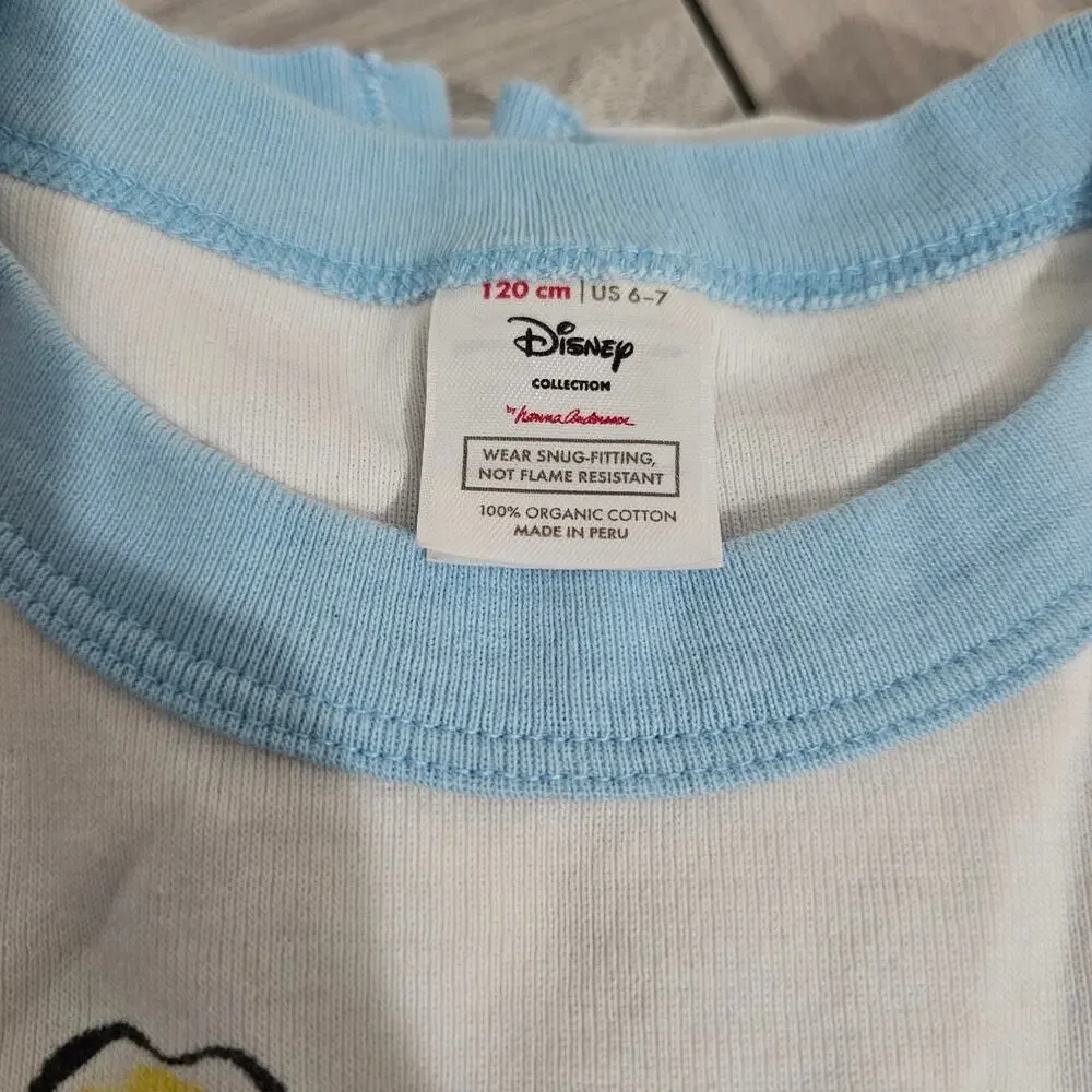 Hanna Andersson Pajama Set Disney Cinderella White Blue Long Sleeve Girls 6 7